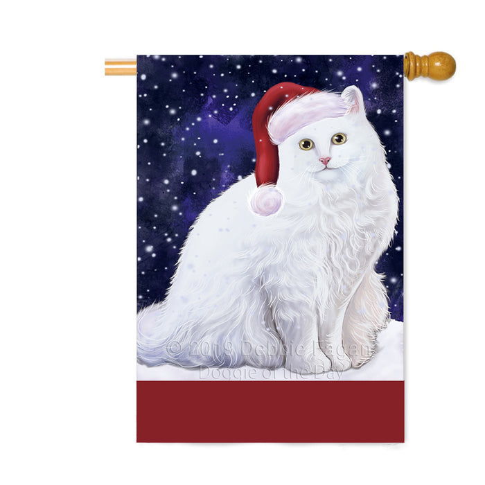 Personalized Let It Snow Happy Holidays Turkish Angora Cat Custom House Flag FLG-DOTD-A62530