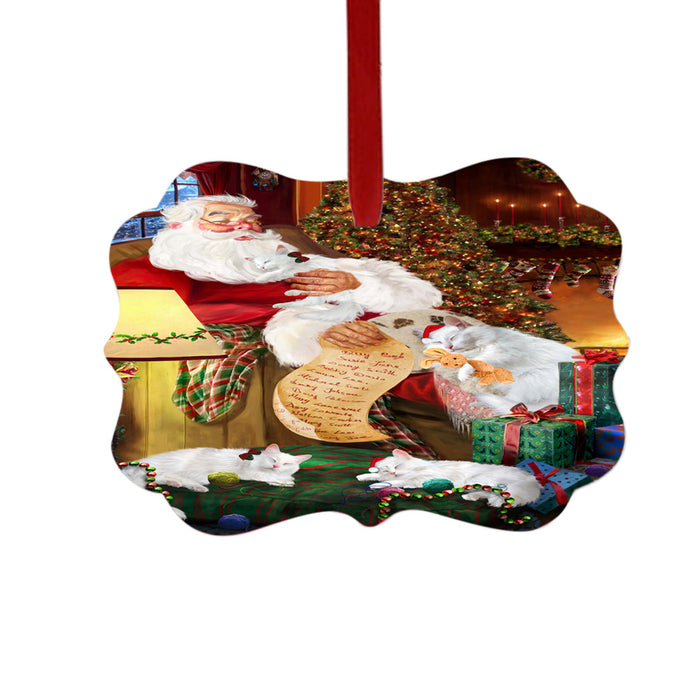 Turkish Angora Cats and Kittens Sleeping with Santa Double-Sided Photo Benelux Christmas Ornament LOR49326