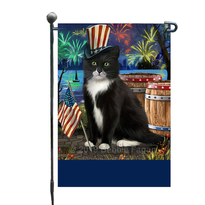 Personalized 4th of July Firework Tuxedo Cat Custom Garden Flags GFLG-DOTD-A58145