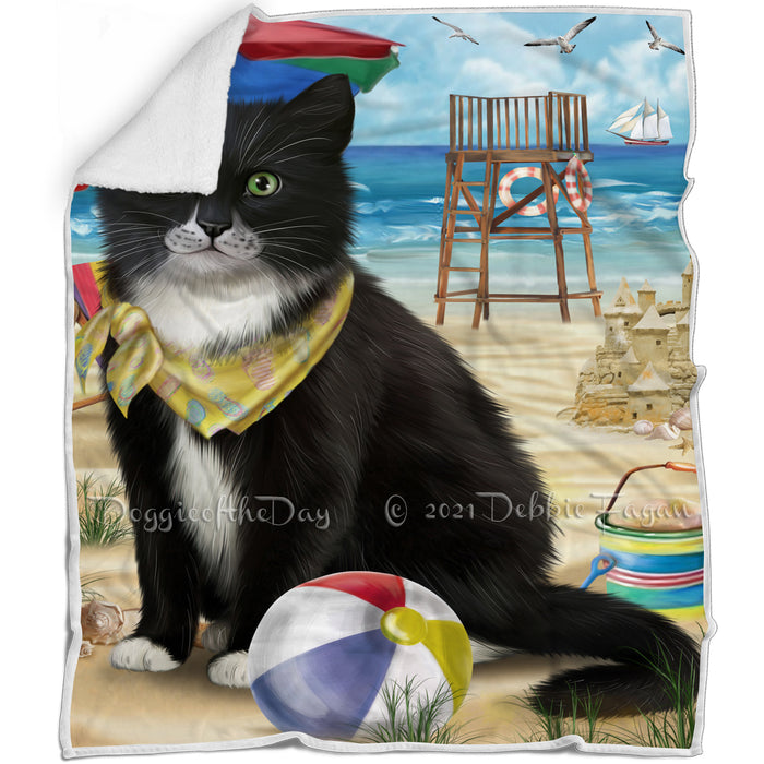 Pet Friendly Beach Tuxedo Cat Blanket BLNKT81291