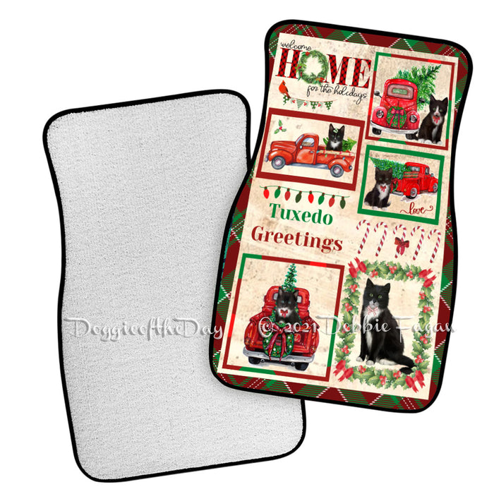 Welcome Home for Christmas Holidays Tuxedo Cats Polyester Anti-Slip Vehicle Carpet Car Floor Mats CFM48514