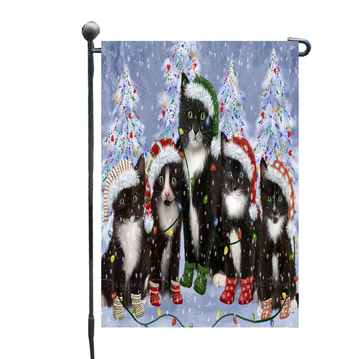 Christmas Lights and Tuxedo Cats Garden Flags- Outdoor Double Sided Garden Yard Porch Lawn Spring Decorative Vertical Home Flags 12 1/2"w x 18"h