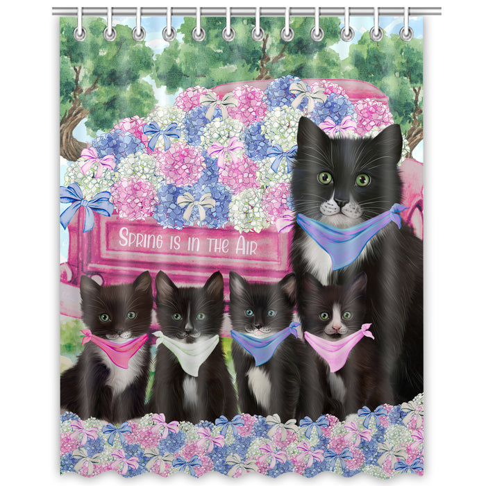 Tuxedo Shower Curtain: Explore a Variety of Designs, Personalized, Custom, Waterproof Bathtub Curtains for Bathroom Decor with Hooks, Pet Gift for Cat Lovers