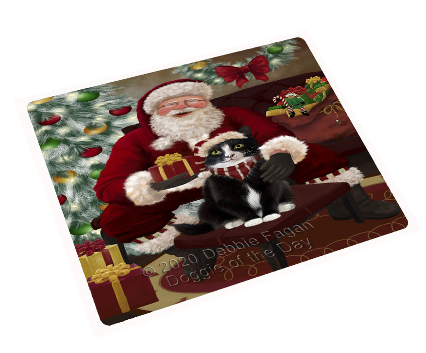 Santa's Christmas Surprise Tuxedo Cat Cutting Board - Easy Grip Non-Slip Dishwasher Safe Chopping Board Vegetables C78781