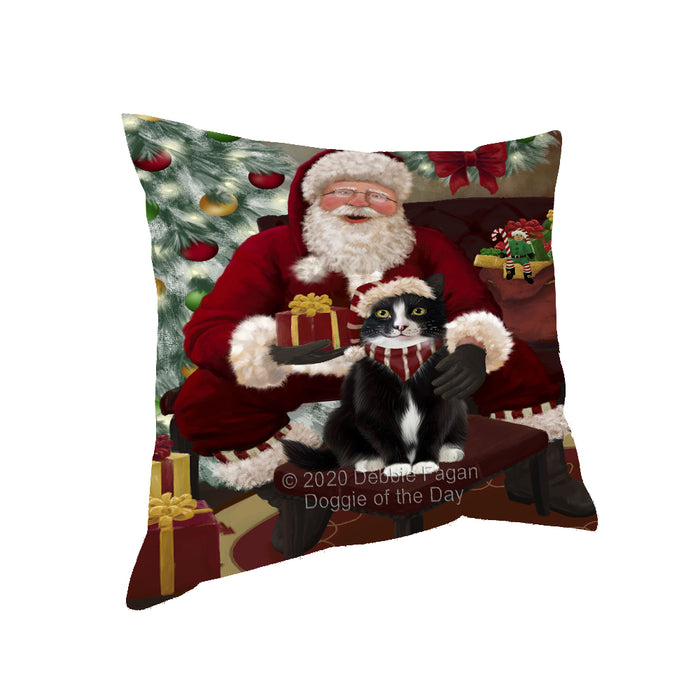 Santa's Christmas Surprise Tuxedo Cat Pillow PIL87388