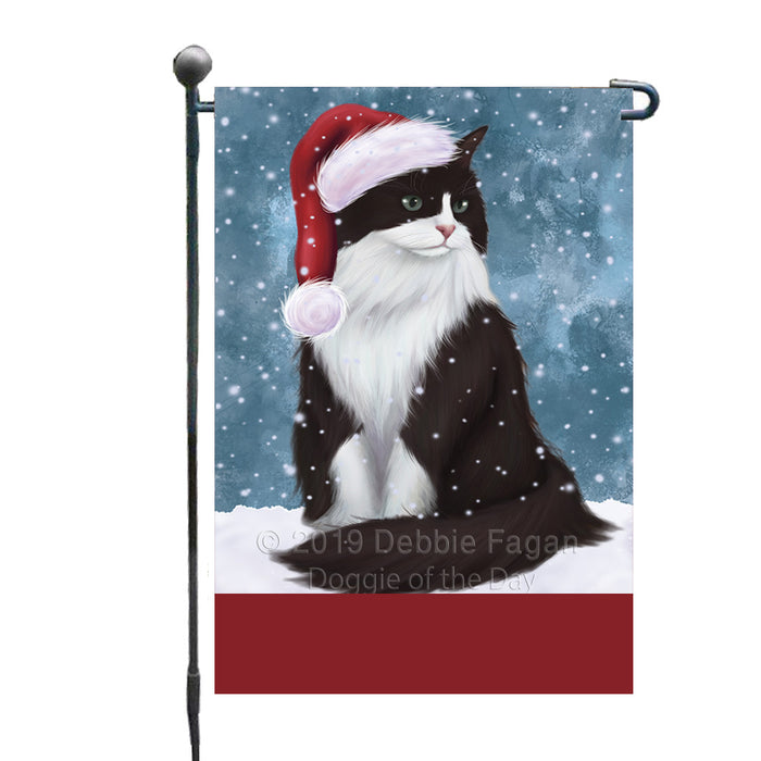 Personalized Let It Snow Happy Holidays Tuxedo Cat Custom Garden Flags GFLG-DOTD-A62475