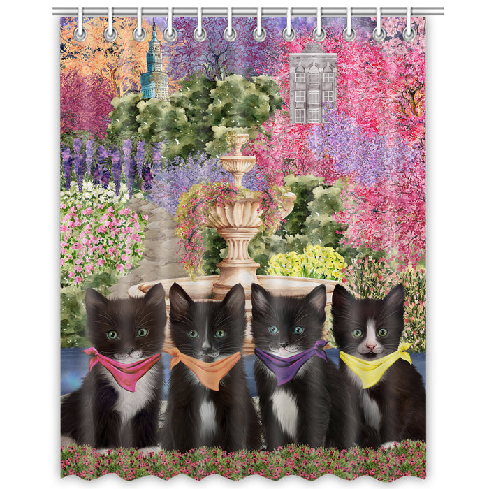 Tuxedo Shower Curtain: Explore a Variety of Designs, Custom, Personalized, Waterproof Bathtub Curtains for Bathroom with Hooks, Gift for Cat and Pet Lovers