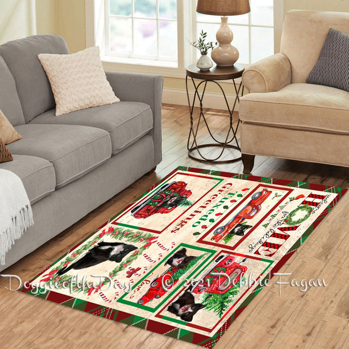 Welcome Home for Christmas Holidays Tuxedo Cats Polyester Living Room Carpet Area Rug ARUG65256