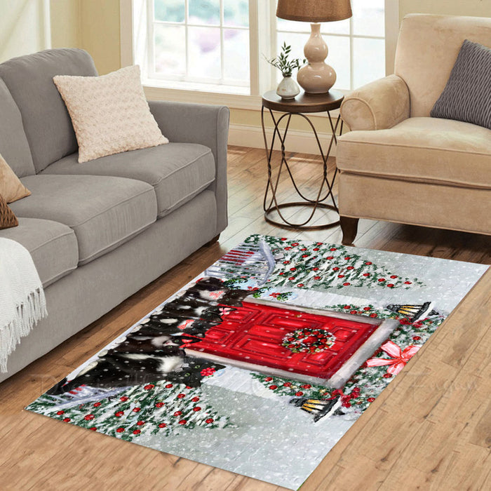 Christmas Holiday Welcome Tuxedo Cats Area Rug - Ultra Soft Cute Pet Printed Unique Style Floor Living Room Carpet Decorative Rug for Indoor Gift for Pet Lovers