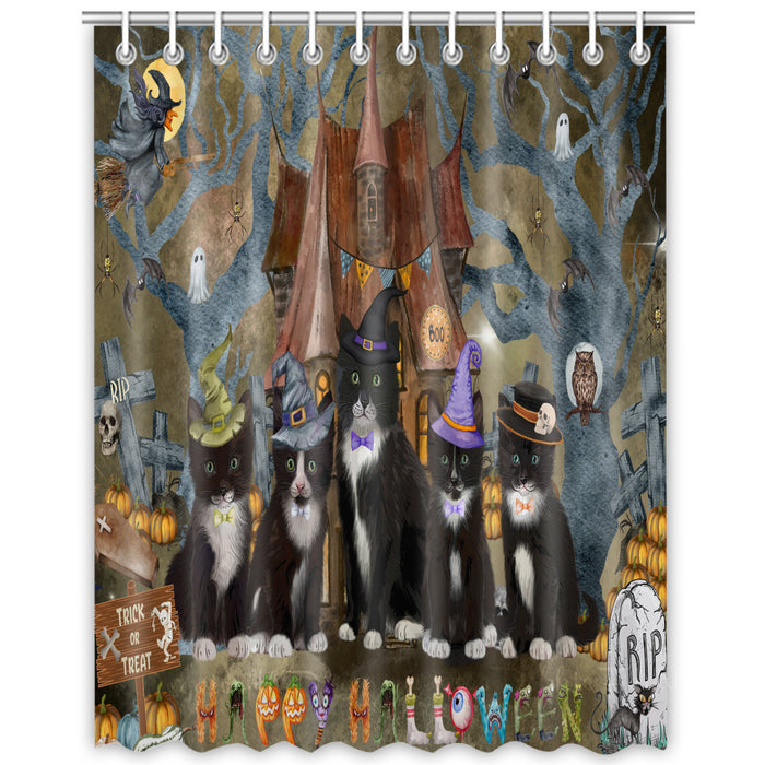 Tuxedo Shower Curtain: Explore a Variety of Designs, Custom, Personalized, Waterproof Bathtub Curtains for Bathroom with Hooks, Gift for Cat and Pet Lovers