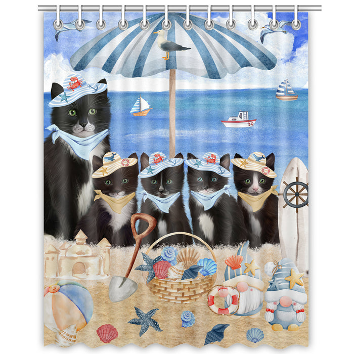 Tuxedo Shower Curtain: Explore a Variety of Designs, Custom, Personalized, Waterproof Bathtub Curtains for Bathroom with Hooks, Gift for Cat and Pet Lovers