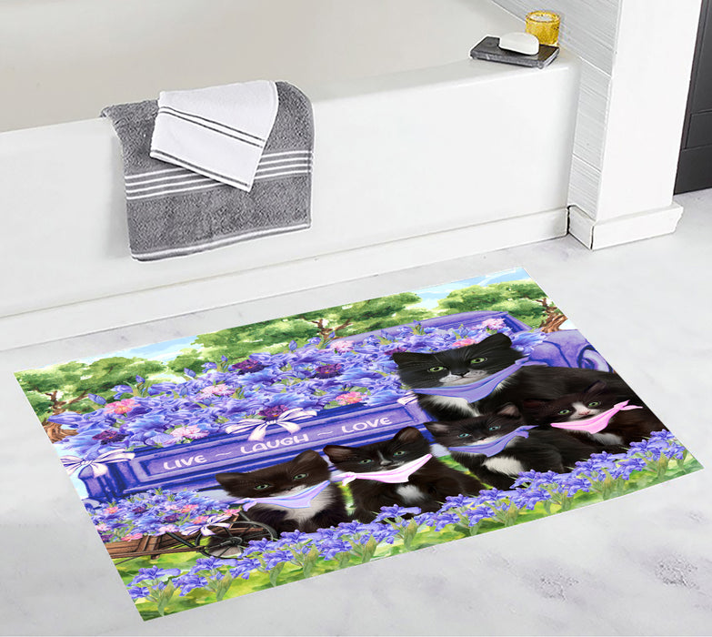 Tuxedo Personalized Bath Mat, Explore a Variety of Custom Designs, Anti-Slip Bathroom Rug Mats, Pet and Cat Lovers Gift