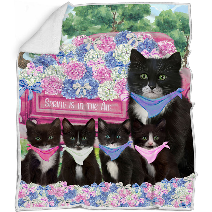 Tuxedo Blanket: Explore a Variety of Personalized Designs, Bed Cozy Sherpa, Fleece and Woven, Custom Cat Gift for Pet Lovers
