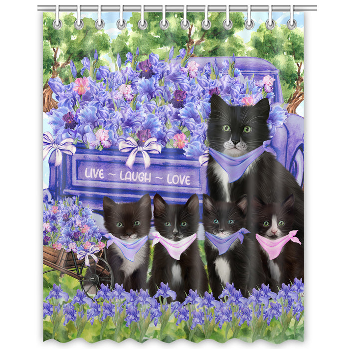 Tuxedo Shower Curtain: Explore a Variety of Designs, Custom, Personalized, Waterproof Bathtub Curtains for Bathroom with Hooks, Gift for Cat and Pet Lovers