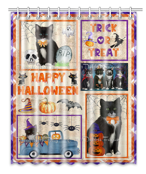 Happy Halloween Trick or Treat Tuxedo Cats Shower Curtain Bathroom Accessories Decor Bath Tub Screens