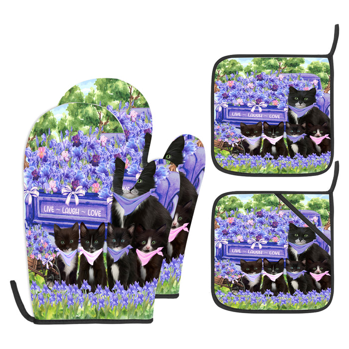 Tuxedo Oven Mitts and Pot Holder Set, Kitchen Gloves for Cooking with Potholders, Explore a Variety of Custom Designs, Personalized, Pet & Cat Gifts
