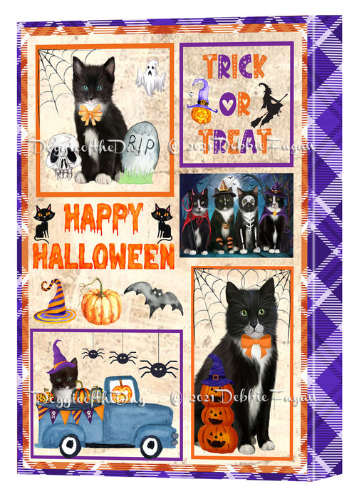 Happy Halloween Trick or Treat Tuxedo Cats Canvas Wall Art Decor - Premium Quality Canvas Wall Art for Living Room Bedroom Home Office Decor Ready to Hang CVS150965