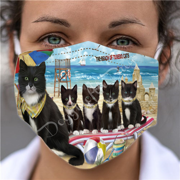 Pet Friendly Beach Tuxedo Cats Face Mask FM49150