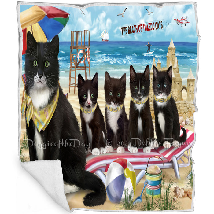 Pet Friendly Beach Tuxedo Cat Blanket BLNKT81246
