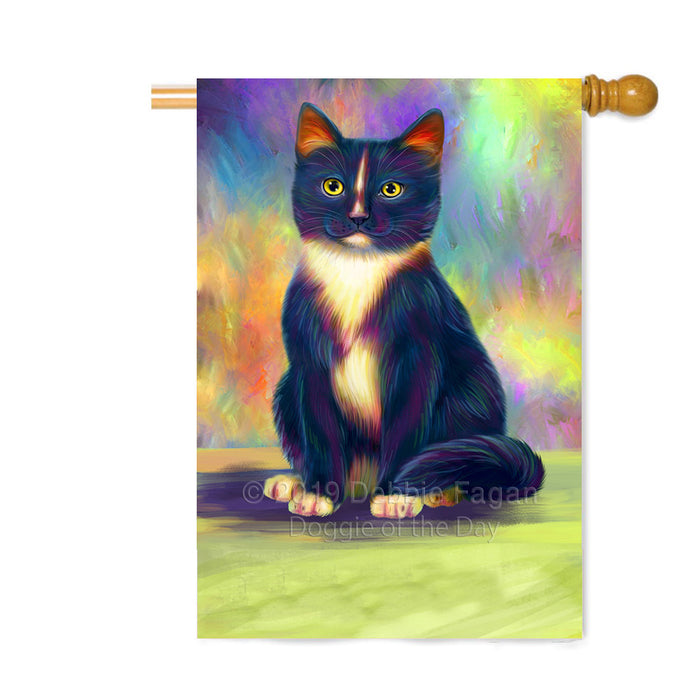 Personalized Paradise Wave Tuxedo Cat Custom House Flag FLG-DOTD-A60145