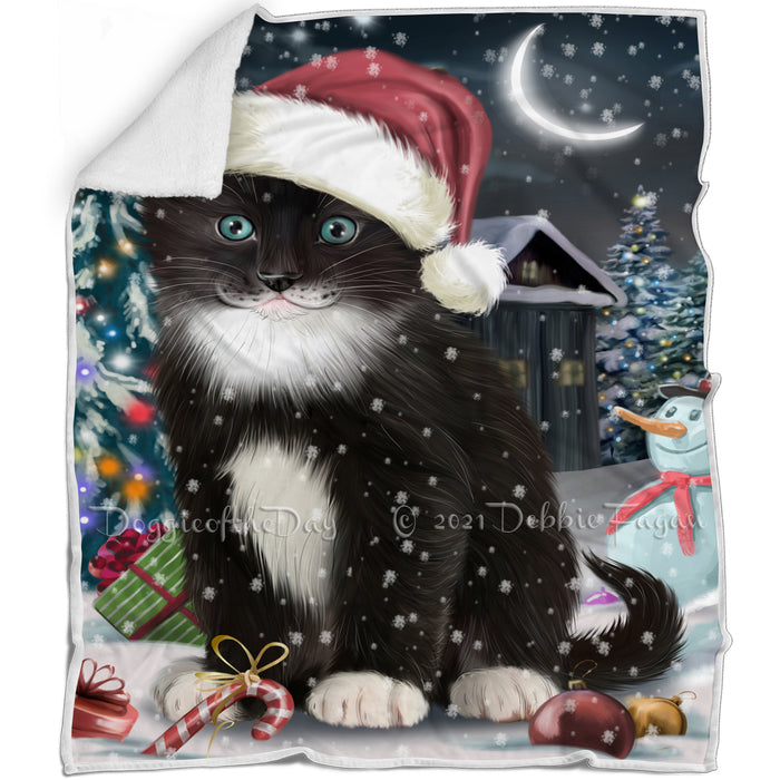 Have a Holly Jolly Tuxedo Cat Christmas Blanket BLNKT81885