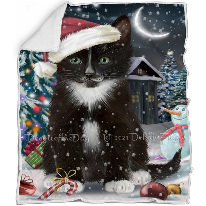 Have a Holly Jolly Tuxedo Cat Christmas Blanket BLNKT81894