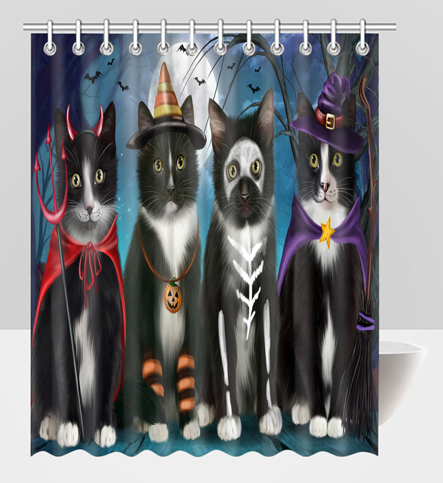 Halloween Trick or Teat Tuxedo Cats Shower Curtain
