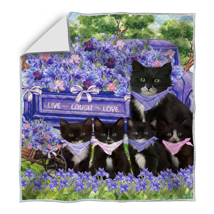Tuxedo Bed Quilt, Explore a Variety of Designs, Personalized, Custom, Bedding Coverlet Quilted, Pet and Cat Lovers Gift
