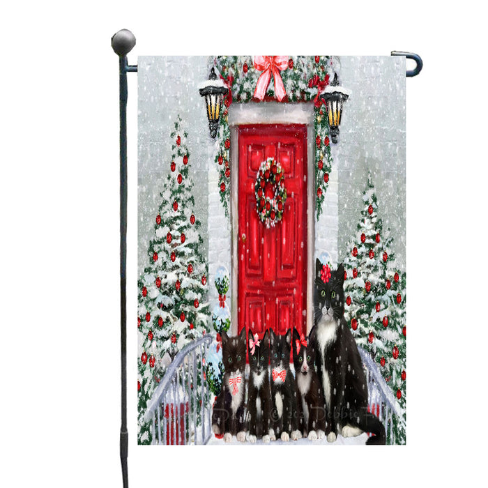 Christmas Holiday Welcome Tuxedo Cats Garden Flags- Outdoor Double Sided Garden Yard Porch Lawn Spring Decorative Vertical Home Flags 12 1/2"w x 18"h