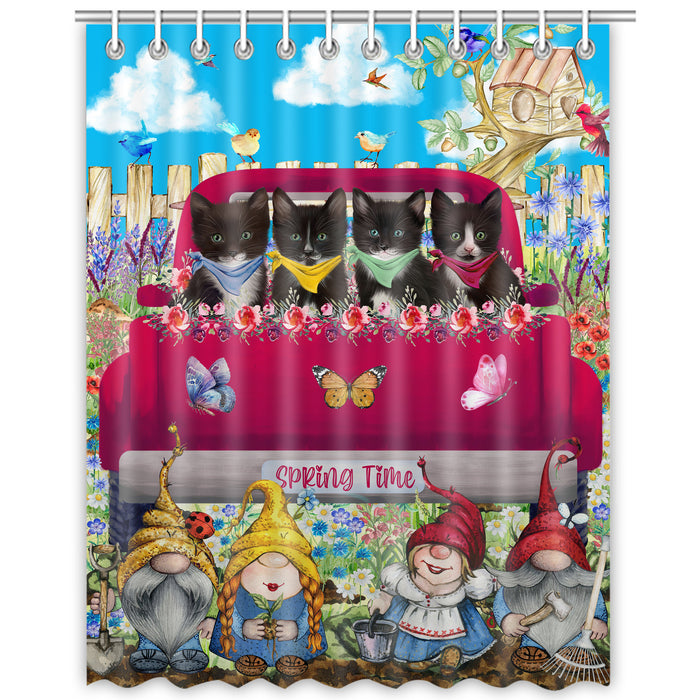 Tuxedo Shower Curtain: Explore a Variety of Designs, Custom, Personalized, Waterproof Bathtub Curtains for Bathroom with Hooks, Gift for Cat and Pet Lovers