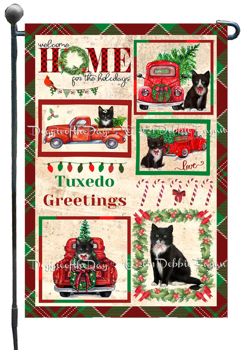 Welcome Home for Christmas Holidays Tuxedo Cats Garden Flag GFLG67058