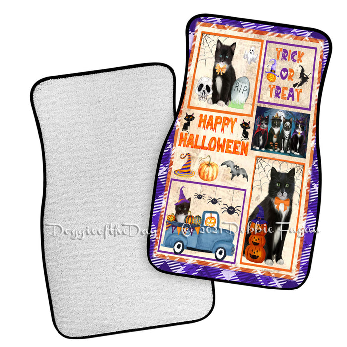 Happy Halloween Trick or Treat Tuxedo Cats Polyester Anti-Slip Vehicle Carpet Car Floor Mats CFM49024