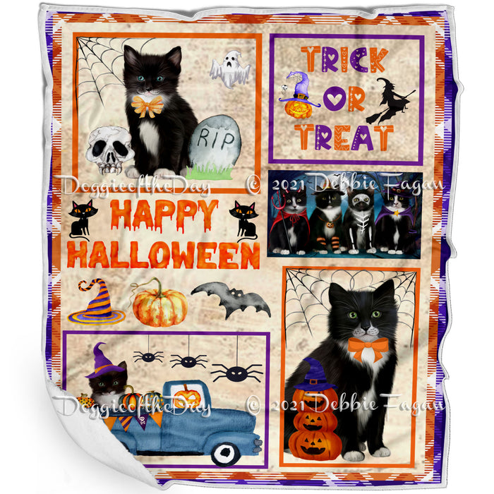 Happy Halloween Trick or Treat Tuxedo Cats Blanket BLNKT143798