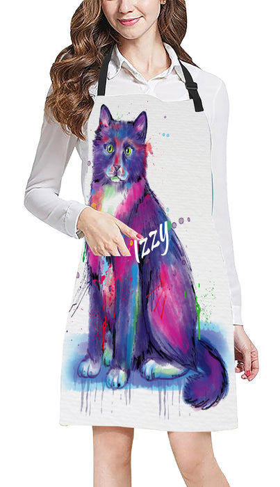 Custom Pet Name Personalized Watercolor Tuxedo Cat Apron