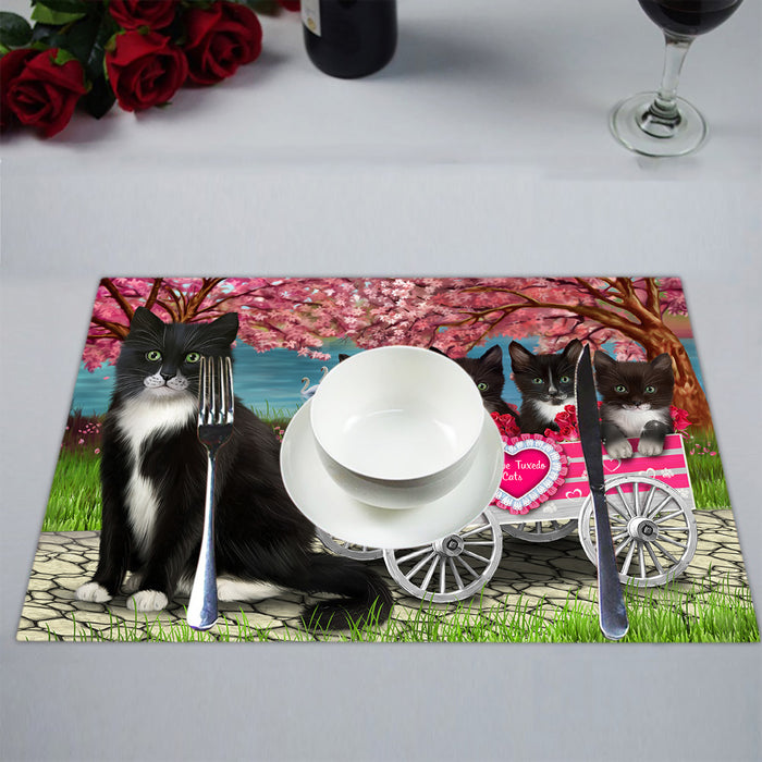 I Love Tuxedo Cats in a Cart Placemat