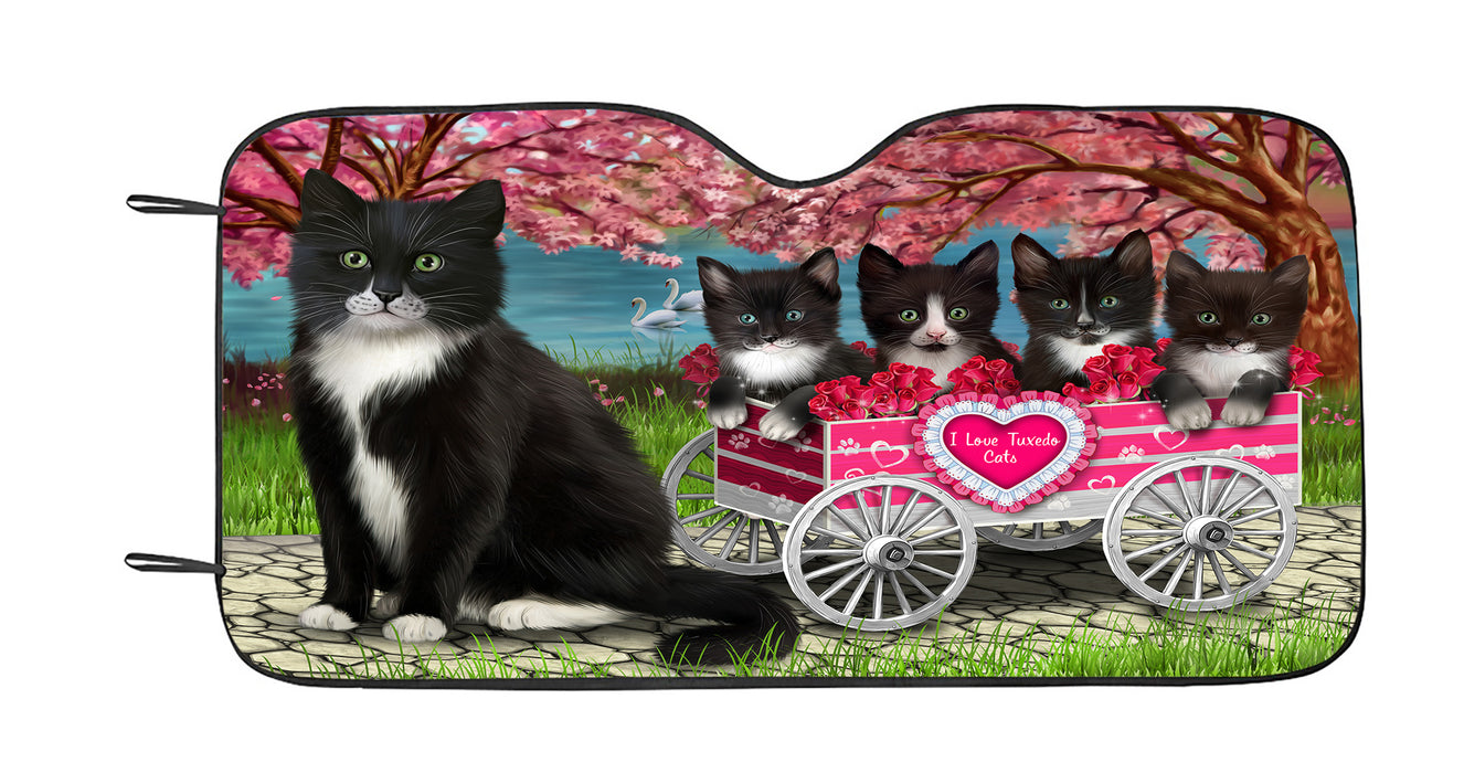 I Love Tuxedo Cats in a Cart Car Sun Shade
