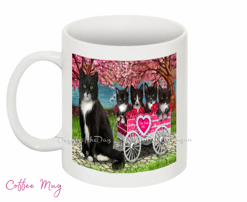 Mother's Day Gift Basket Tuxedo Cats Blanket, Pillow, Coasters, Magnet, Coffee Mug and Ornament