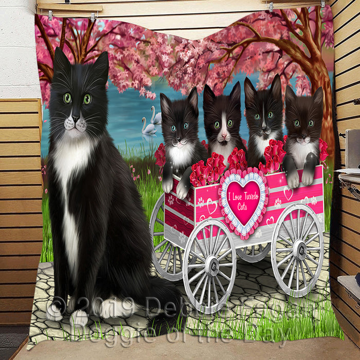 I Love Tuxedo Cats in a Cart Quilt