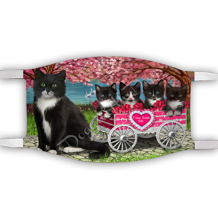 I Love Tuxedo Cats in a Cart Face Mask FM48194