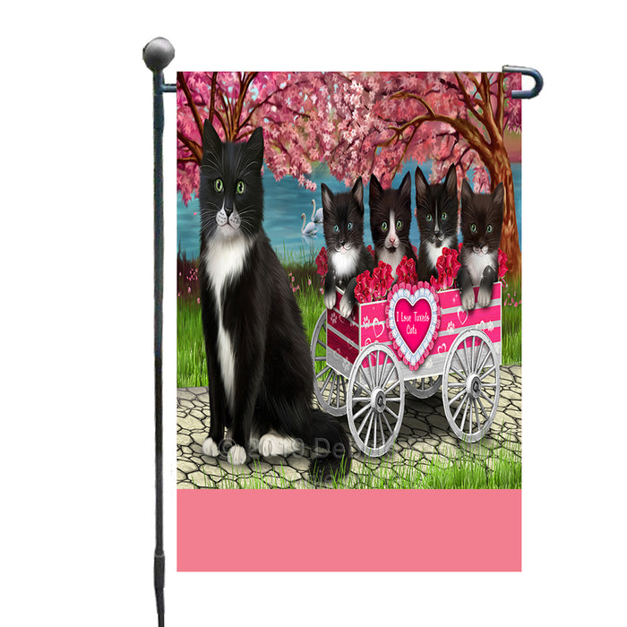 Personalized I Love Tuxedo Cats in a Cart Custom Garden Flags GFLG-DOTD-A62197