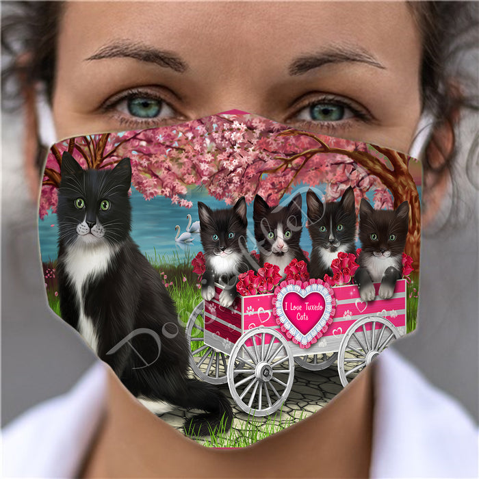 I Love Tuxedo Cats in a Cart Face Mask FM48194