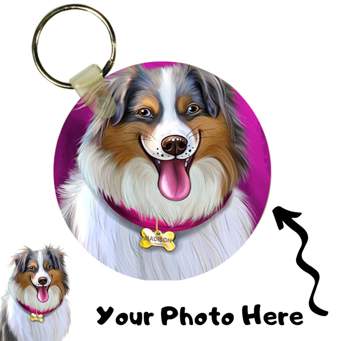 Add Your PERSONALIZED PET Painting Portrait Photo on Circle Key Chain