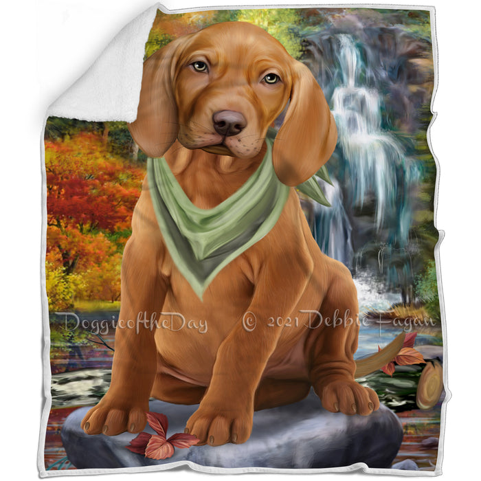 Scenic Waterfall Vizsla Dog Blanket BLNKT84585