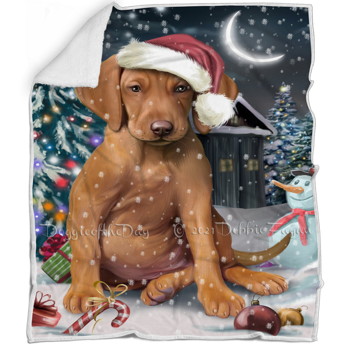Have a Holly Jolly Christmas Vizsla Dog in Holiday Background Blanket D038