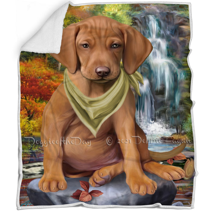 Scenic Waterfall Vizsla Dog Blanket BLNKT84594
