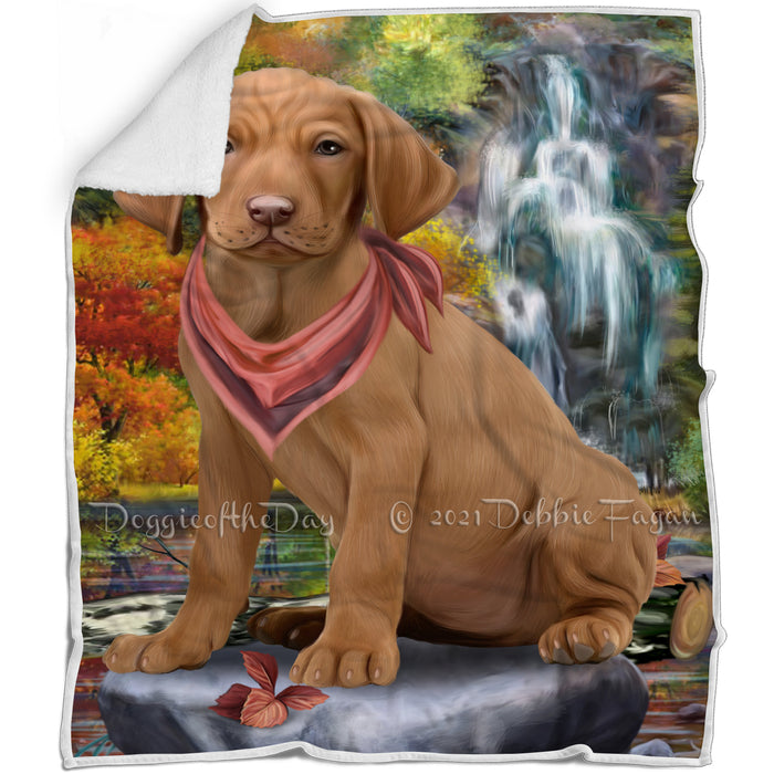 Scenic Waterfall Vizsla Dog Blanket BLNKT84603