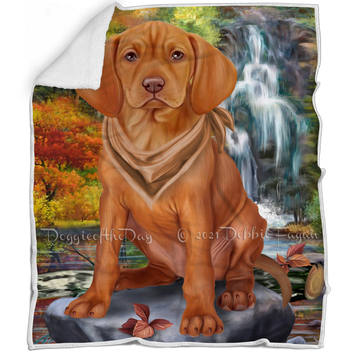 Scenic Waterfall Vizsla Dog Blanket BLNKT84612