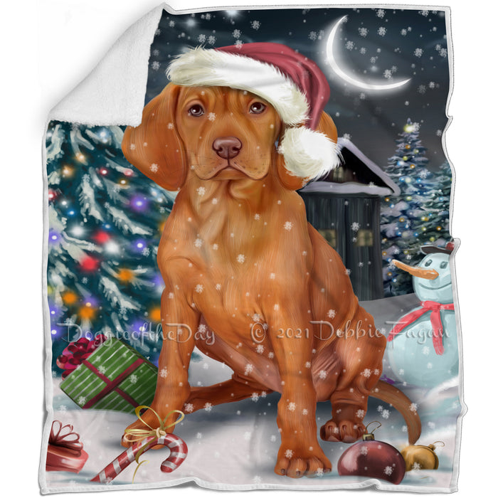 Have a Holly Jolly Christmas Vizsla Dog in Holiday Background Blanket D040