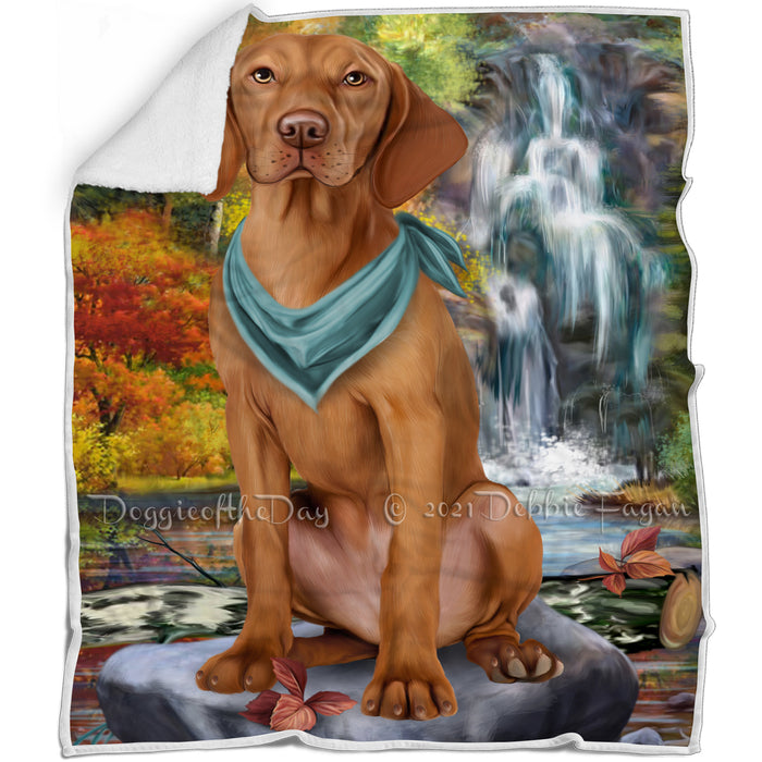 Scenic Waterfall Vizsla Dog Blanket BLNKT84621