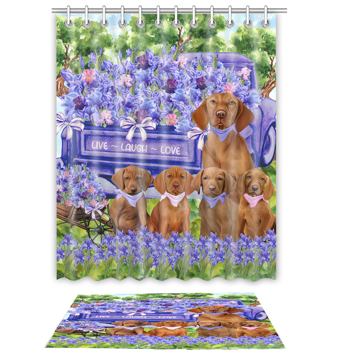 Vizsla Shower Curtain with Bath Mat Set, Custom, Curtains and Rug Combo for Bathroom Decor, Personalized, Explore a Variety of Designs, Dog Lover's Gifts